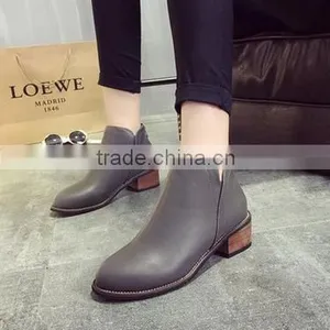 Leather Martin Boots Women Short Boots Chunky Heels thumbnail-3