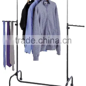 Black Single Pole Adjustable Height Cloth Garment Display Rack thumbnail-1