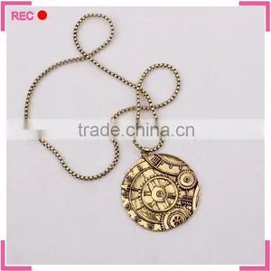 Gothic Necklace With Round Pendant, Snake Chain Metal Necklace thumbnail-2