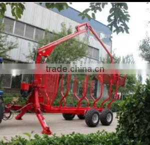 Tractor Use Forest Hydraulic Log Trailer Wood Wagon Timber Loading Trailer Log Wagon With Crane Grapple thumbnail-4