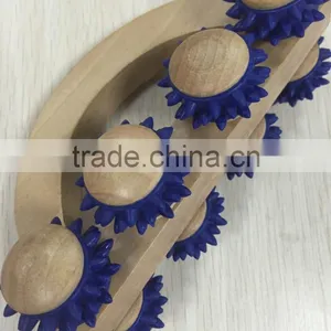 High Quality 8 Wooden Roller Rolling Ball Wheel Massager Slimming Care Fitness Massage Tool thumbnail-3