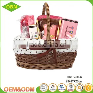 Custom 100% Handmade Eco-friendly Handled Colorful Fancy Natural Wicker Gift Easter Basket With Liner thumbnail-1