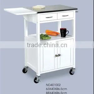 White Modern European Bamboo Kitchen Trolley Design thumbnail-1