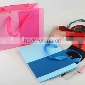 Two-colored Foldable Gift Bag With Stripes/ Shopping Bag thumbnail-4