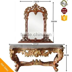 French Provincial Console Table With Framed Mirror in Large Size thumbnail-1