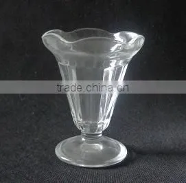 High Quality Lily Shape Clear Glass Cup for Ice Cream thumbnail-1