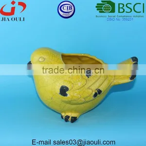 BSCI Audit Factory Antique Ceramic Yellow Bird, Animal Planter Pot Bird Flower Pot thumbnail-5