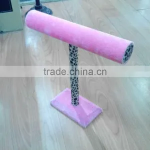 Pink Velvet Bracelet Holder Wooden Jewelry Display Stand thumbnail-1