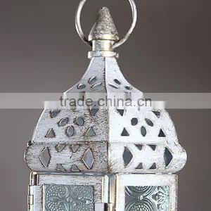 Morocco Europe White Iron Candlestick Hanging Ornaments Holders Multi Color Glass Wedding Candle Holder Free Shipping thumbnail-3