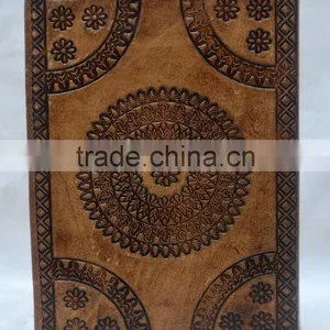 Handmade Vintage Tan Color Embossed Leather Journal With Pipine thumbnail-2