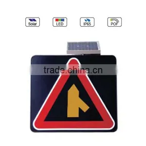 Solar Powered(Charging) Waterproof IP65 Traffic LED & Optical Fiber Sign Light (Joined Road From RIght Side) thumbnail-1