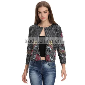 Woman New Fashion Clothing Manufacturer Sequin Beaded Petite Jacket thumbnail-1