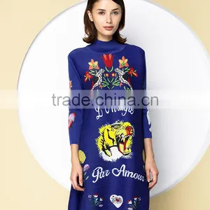 Factory Direct Women Colorful Printing Polyester Fabric Dresses thumbnail-3