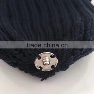 Myfur Navy Color Adult Wholesale Knit Hat With Dyed Fox Fur Ball thumbnail-2