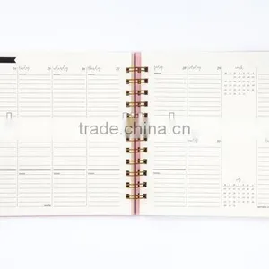 2017 Full Color Spiral Notebook Custom Hardcover Diary Planner With Gold Wire thumbnail-5