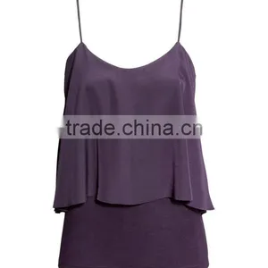 100% Viscose Tiered Tank Top thumbnail-1