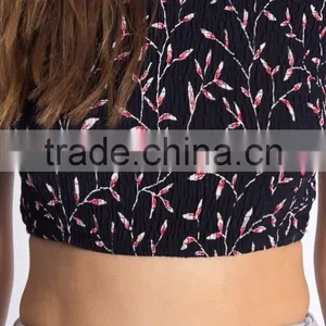 New Style Cute Floral Print off Shoulder Women Fashion Top thumbnail-5