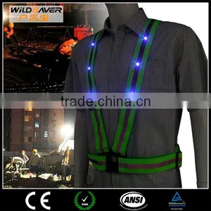 Blue LED Light Reflective hi Visibility Safety Jacket for Construction thumbnail-1