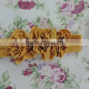 Lovely Baby Girls Hair Accessories Three Flower Elastic Headband Many Solid Colors Choice thumbnail-3