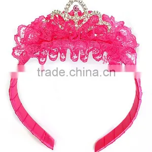 Latest Girls Fuchsia Crystal Tiara Cute Little Girl Hair Band Fancy Kids Headband HA90423-30 thumbnail-1