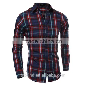 2016 Sale Classic Plaid Pattern Formal Dress Men Shirt Long Sleeves for Men thumbnail-1