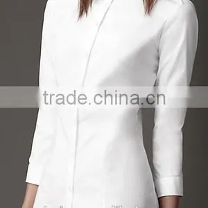 Soft 100% Cotton Extreme Slim Fit White Gold Collar Women Blouse thumbnail-1