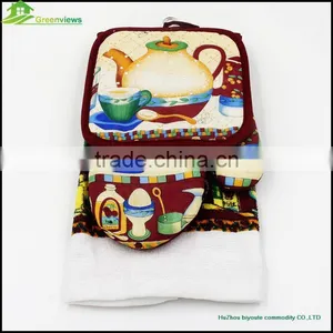 Cheap Potholder Oven Mitt Hotel Hand Towel Kitchen Textile Hot Selling Apron Oven Glove Kitchen Towel Set thumbnail-3