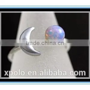 2016 Fashion Design Crescent Moon With Genuine Vintage Fire Opal Stone Ring Yiwu Wholesale thumbnail-1