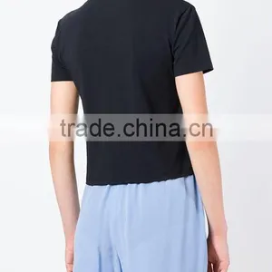 Custom Short Sleeve Cotton Black Printed T-Shirts For Women,Top Quality Silk Printing Womens Black T-Shirts Clothes thumbnail-4