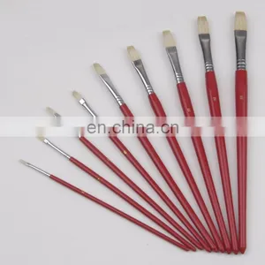 Short Wooden Handle Artist Bristle Paint Brushes thumbnail-1