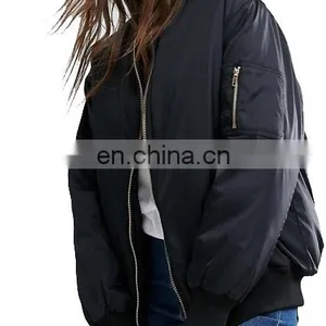 Factory OEM Smooth Nylon Padding Women Bomber Jacket thumbnail-3