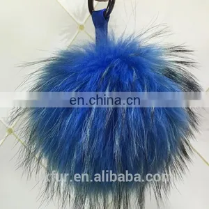 100% Real Raccoon Fur Pompom Keychain thumbnail-2