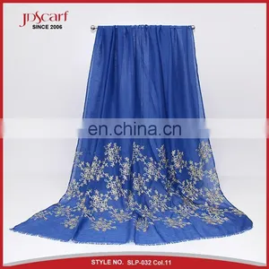 New Designs Multiple Colors Pashmina Scarf Muslim Woman With Embroidery Pattern thumbnail-1