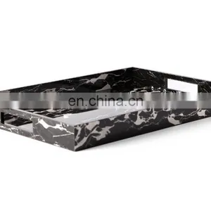 Wholesales Acrylic Marble Cheese Tray With Handles,wholesale Marble Serving Tray for Office Accessory thumbnail-2