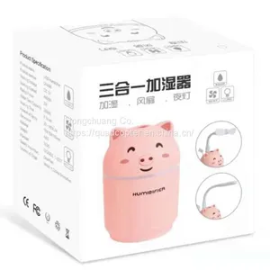 3 In 1 200ML USB Air Humidifier Ultrasonic Cool-Mist Adorable Pet Mini Humidifier With LED Light Mini USB Fan thumbnail-3
