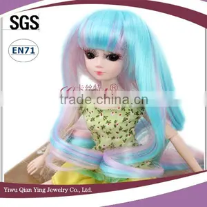 Fashion Wholesale Long Wave Blue and Purple Color Mixed Samll Doll Wig for American Girl Doll thumbnail-2