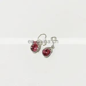 New Fashion Crystal Rhinestone Raindrop Shape Zircon Stud Hoop Large Pendant Earring S925 Silver thumbnail-2