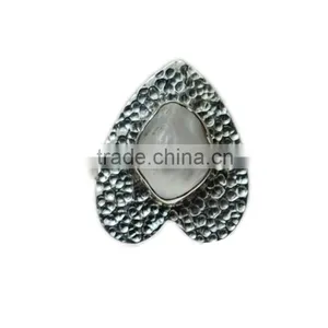 Heart Shaped Silver Ring With Gemstones thumbnail-1