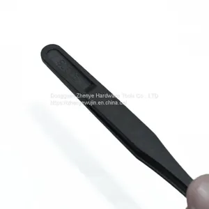 Plastic Tweezers Black Carbon Fiber Tweezers Round Nose Pointed Nose Flat Nose Elbow Pointed Nose Multifunctional Clip 93308 thumbnail-2