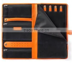 High Quality Orange Leather Jewelry Portfolio,orange Leather Jewelry Travel Organizer,orange Leather Modern Jewelry Organizer thumbnail-3