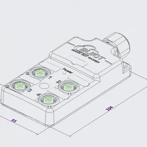 DBT Series 4 Ports M12 2CH Terminal Block Sensor Distributor for Water Treatment IP69K thumbnail-1