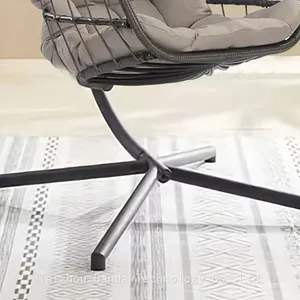 Durable Modern Outdoor Furniture Hanging Egg Swing Chair With Cushion PE Rattan Metal Frame Living Room Hotel Bedroom Courtyard thumbnail-2
