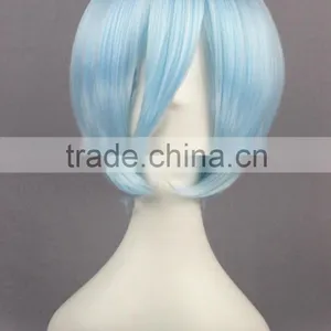 High Quality 35cm Short Straight EVA Ayanami Rei Ice Blue Wig Synthetic Anime Wig Cosplay Costume Hair Wigs Party Wig thumbnail-3