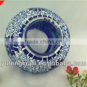 Blue Mosaic Glass Lantern thumbnail-1