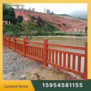 Cement Wood Grain Imitation Guardrail, River Channel Protection Fence, Concrete Precast Component Processing, Lujing Building Materials thumbnail-4