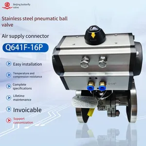 Shanghai Hugong, Liangong Valves, Zhonghe Sufa Q641f-16p Stainless Steel Flange Pneumatic Ball Valve thumbnail-4