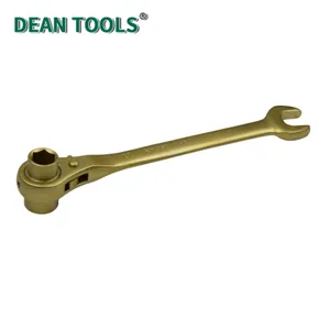 Non-Sparking Ratchet Combination Wrench,Ratcheting Wrench,Gear Spanner, Aluminum Bronze Alloy thumbnail-3