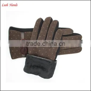 Ladies Brown Micro Velvet Gloves With Classic Bow for Wholesale thumbnail-4