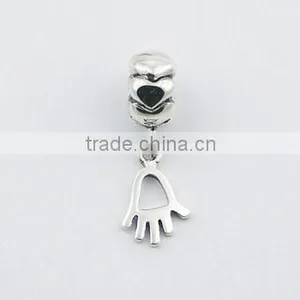 Stunning Corrugated Sterling Silver Bead Hand Charm thumbnail-1