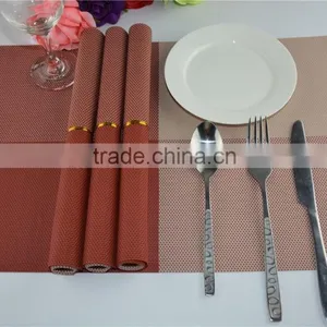 2015 New Arrival Light Color Red With Leige Placemat Fashion Adiabatic PVC Strip Weave Table Mat thumbnail-6
